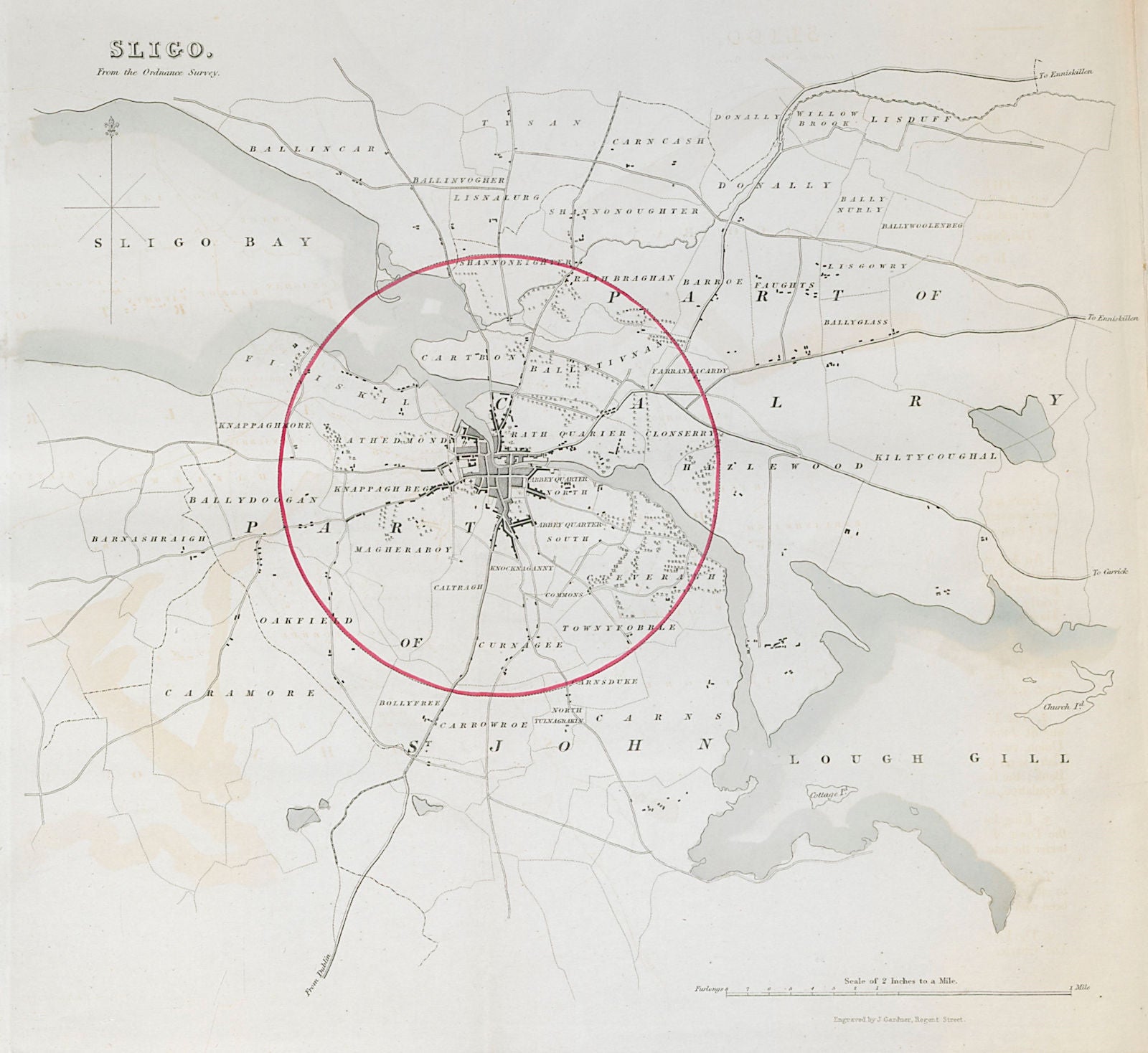 SLIGO town/borough plan. REFORM ACT. Connaught 1832 old antique map chart